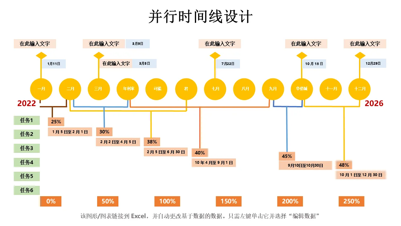 并行时间线设计 PowerPoint 模板