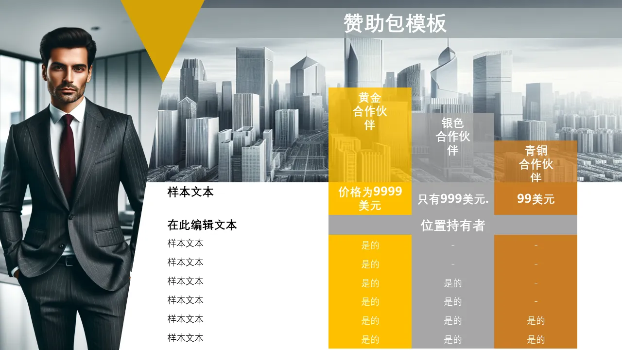 商业演示的赞助包 PowerPoint 模板